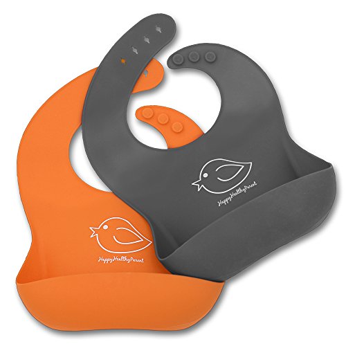 Silicone Baby Bibs Easily Wipe Clean - Comfortable Soft Waterproof Bib Keeps Stains Off, Set of 2 Colors