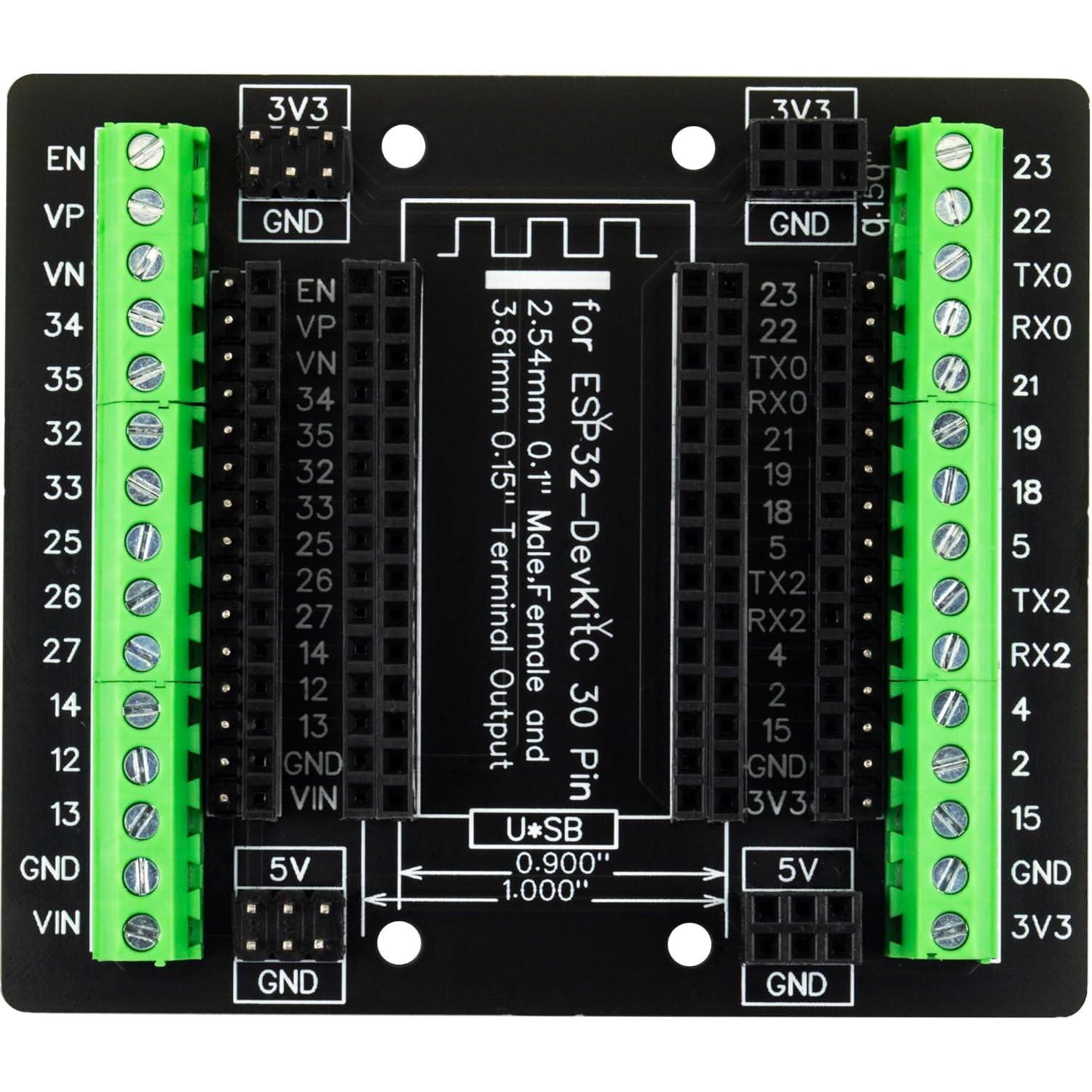for ESP32 Breakout Board 30 Pins GPIO 1 into 3 Expansion Board 3.81mm 0.15" Terminal Blocks for ESP32 Module ESP-WROOM-32 ESP32-DevKitC