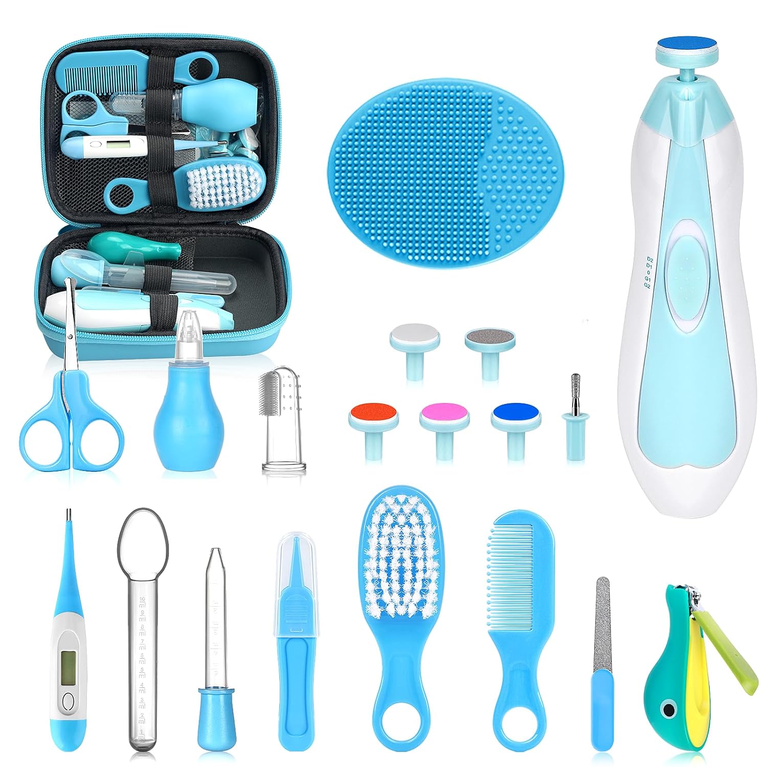 Baby Healthcare and Grooming Kit, Portable Baby Safety Care Set, Baby Essentials kit for Newborn (Blue 20 in 1)