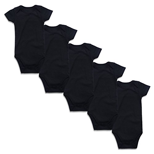 ROMPERINBOX Onsies for Baby Boy Girl Black Multi-pack Short Sleeve Bodysuits