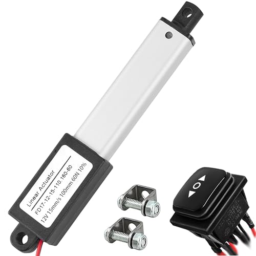 AWINLI Mini Linear Actuator 12V 4 Inch Stroke,60N/13.4Lbs,Speed 15mm/s Mini Waterproof Sports Actuator Small 12V with Mounting Bracket for Cabinets,Window Openers,Robots(100mm）
