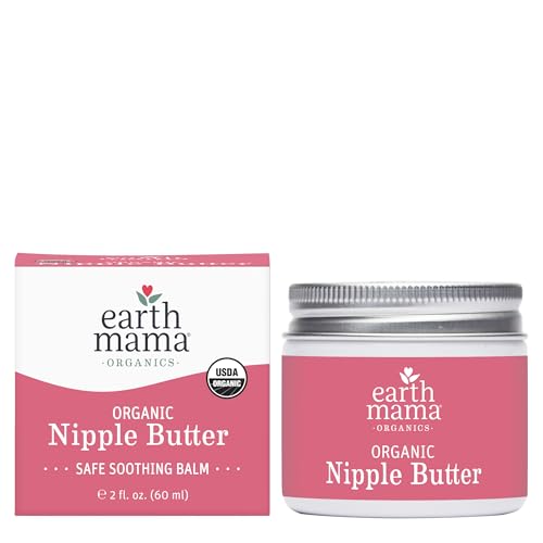 Earth Mama Organic Nipple Butter™ | Nipple Cream Safe for Breastfeeding | Postpartum Essentials for Nursing | Non Lanolin Nipple Cream, 2-Fluid Ounce
