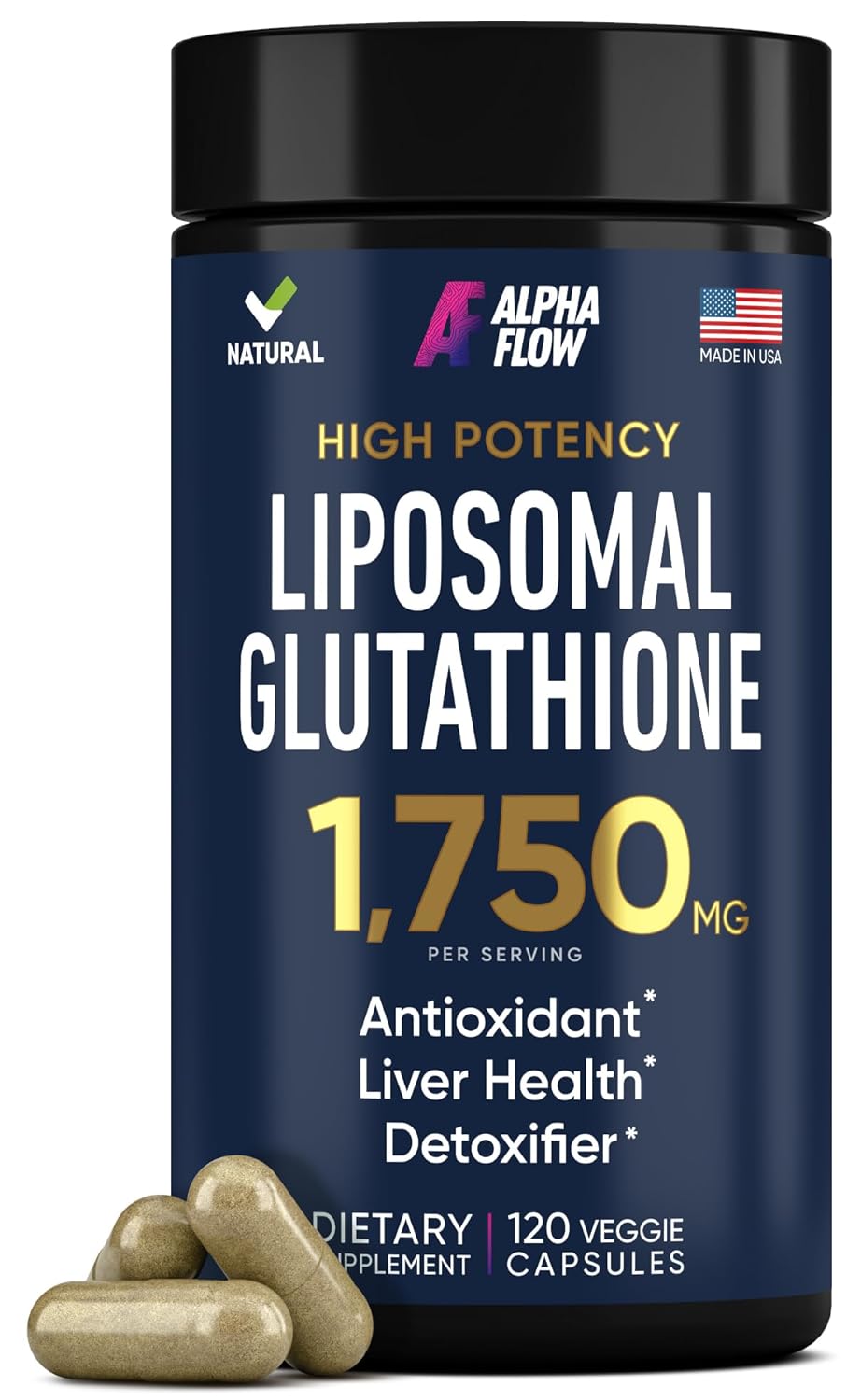 Liposomal Glutathione Supplement 1000MG + 750MG- Glutathione Liposomal with VIT C + Phospholipid Antioxidant Complex - Liver Detox and Immune Support Supplement - 120 Caps - Powder&Liquid Alternative